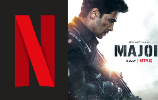 Netflix logo and Major poster