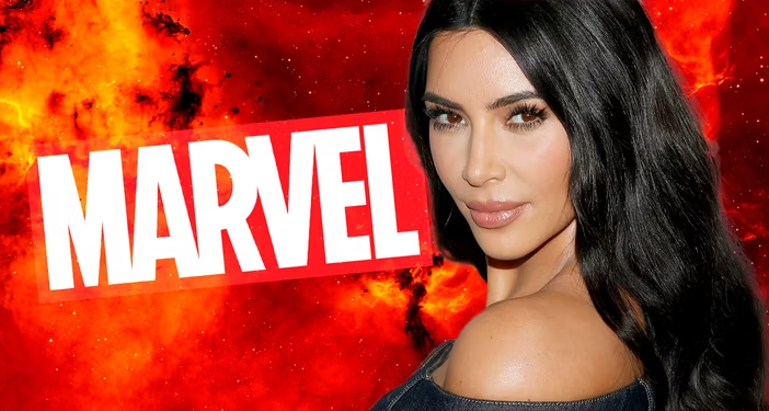 Kim Kardashian photo and Marvel movie logo