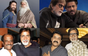 Chiranjeevi, Shah Rukh Khan, Rajnikanth, and Mohanlal with Amitabh Bachchan