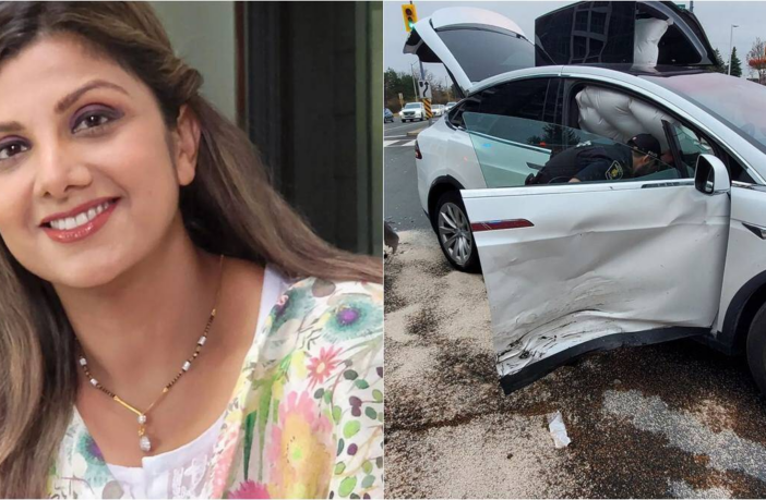 Rambha photo and her damaged car photo