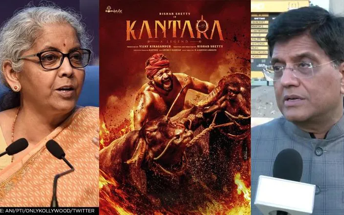 Nirmala Sitharaman, Kantara poster and Piyush Goyal