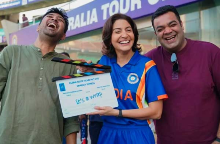 Anushka Sharma holding the clapboard saying it's a wrap for Chakda Xpress