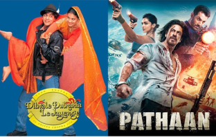 DDLJ poster and Pathaan poster edited