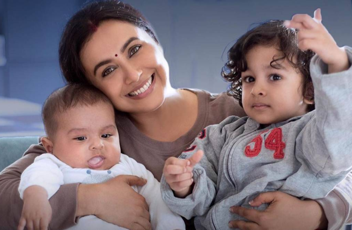 Rani Mukerji with children look from Mrs Chatterjee Vs Norway