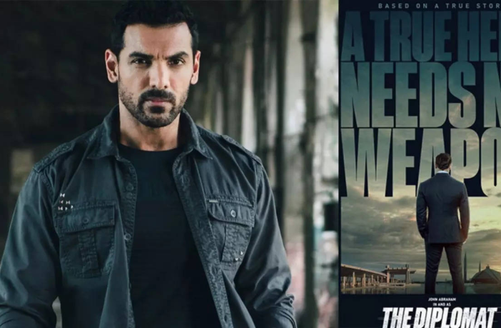 John Abraham file photo and The Diplomat poster