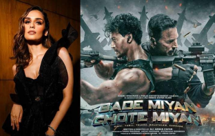 Manushi Chillar file photo and Bade Miyan Chote Miyan poster