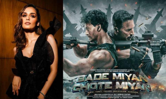 Manushi Chillar file photo and Bade Miyan Chote Miyan poster