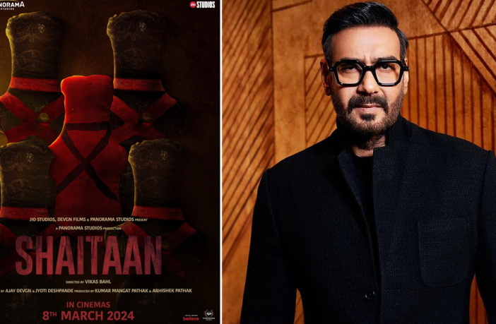 Shaitaan poster and Ajay Devgn file photo