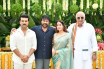 Ram Charan, Chiranjeevi, Janhvi Kapoor and Boney Kapoor RC16 pooja ceremony photo