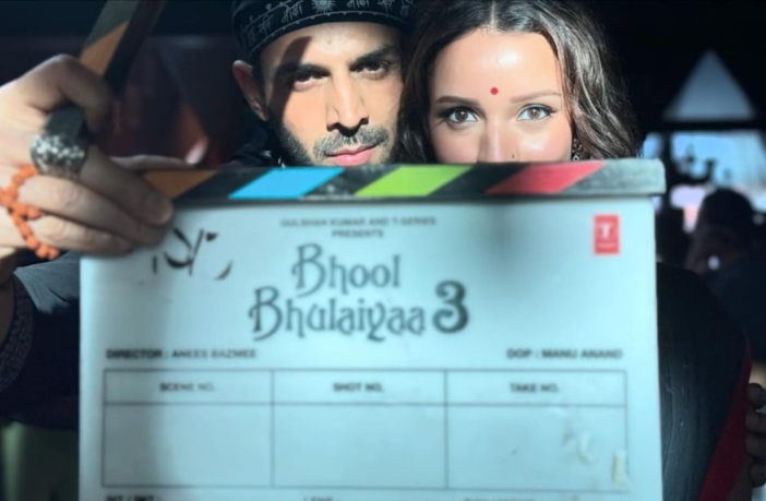 Kartik Aaryan and Tripti Dimri from the sets of Bhool Bhulaiyaa 3