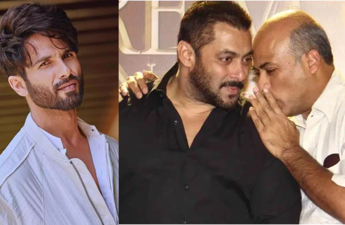 Shahid Kapoor and Salman Khan with Sooraj Barjatya